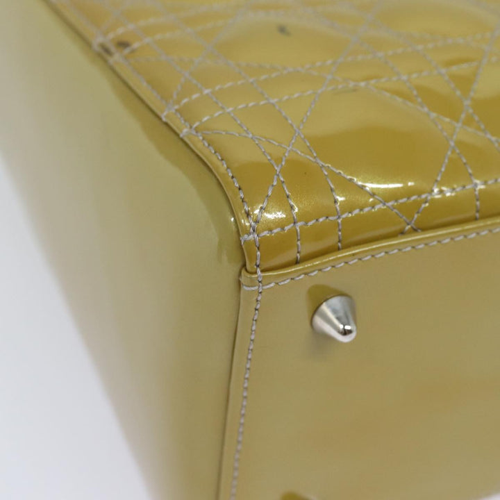 CHRISTIAN Top quality Dior Lady Top quality Dior Canage Hand Bag Enamel 2way Yellow Auth yk13927