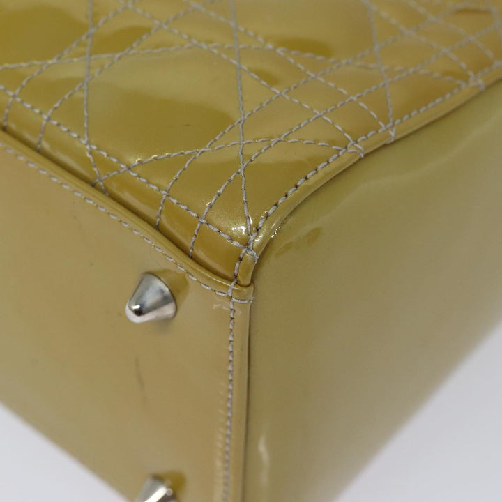 CHRISTIAN Top quality Dior Lady Top quality Dior Canage Hand Bag Enamel 2way Yellow Auth yk13927