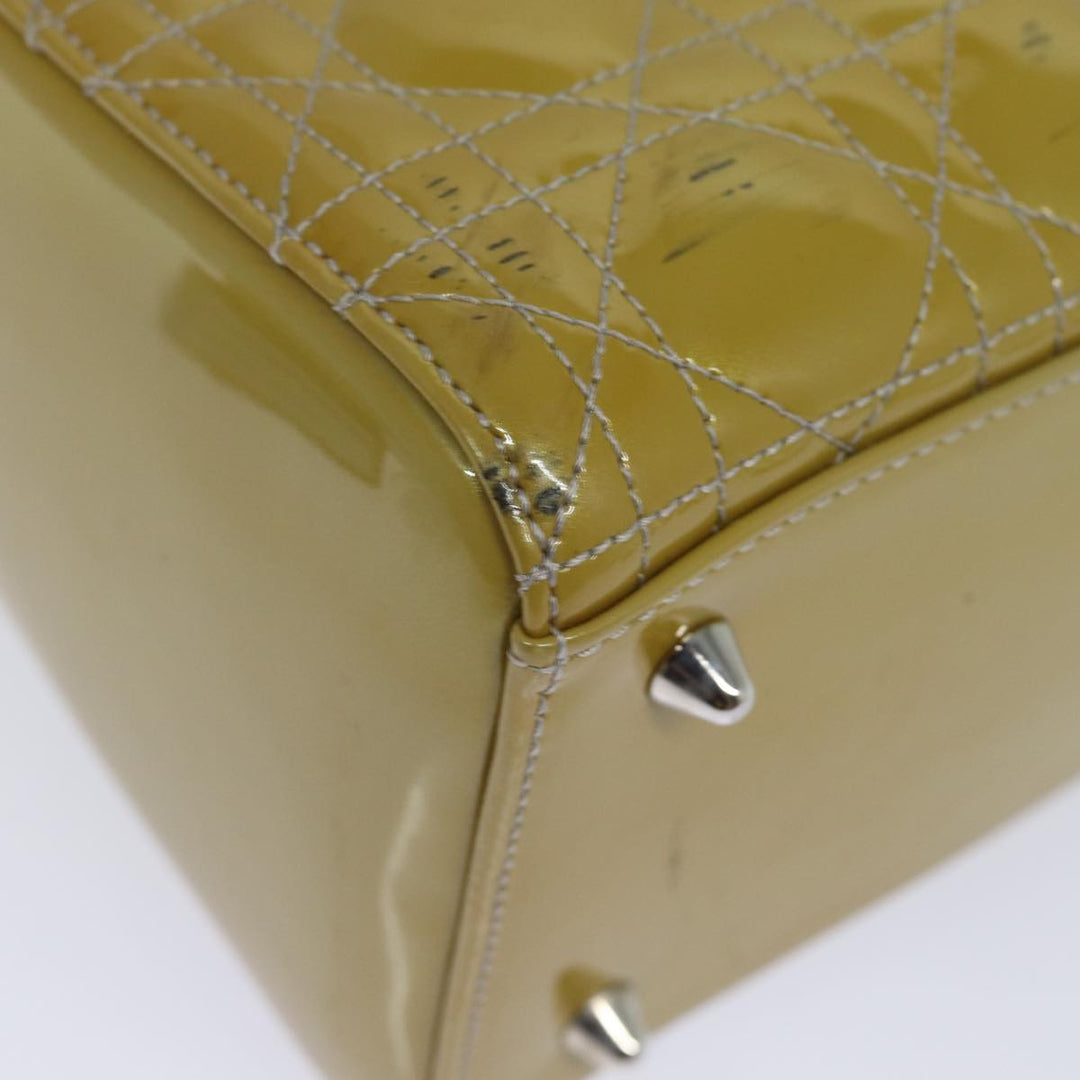 CHRISTIAN Top quality Dior Lady Top quality Dior Canage Hand Bag Enamel 2way Yellow Auth yk13927