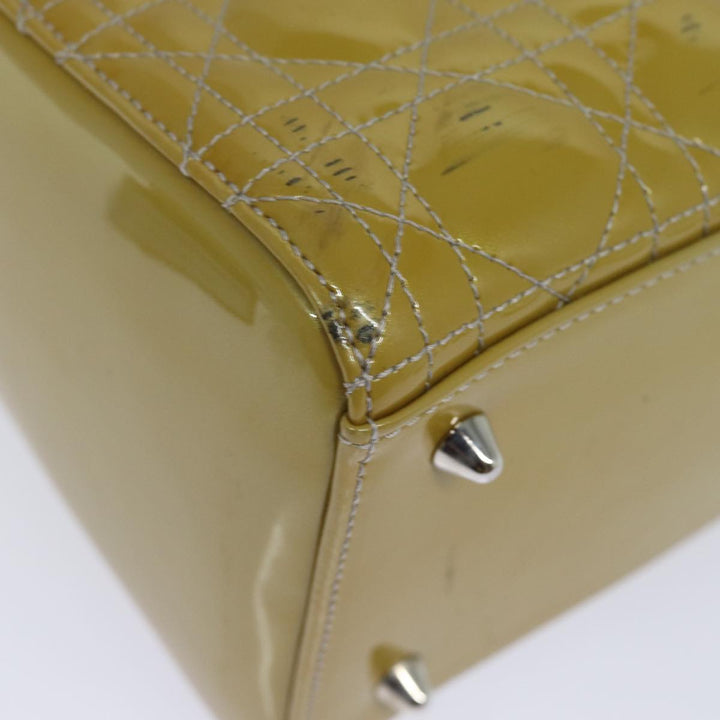 CHRISTIAN Top quality Dior Lady Top quality Dior Canage Hand Bag Enamel 2way Yellow Auth yk13927