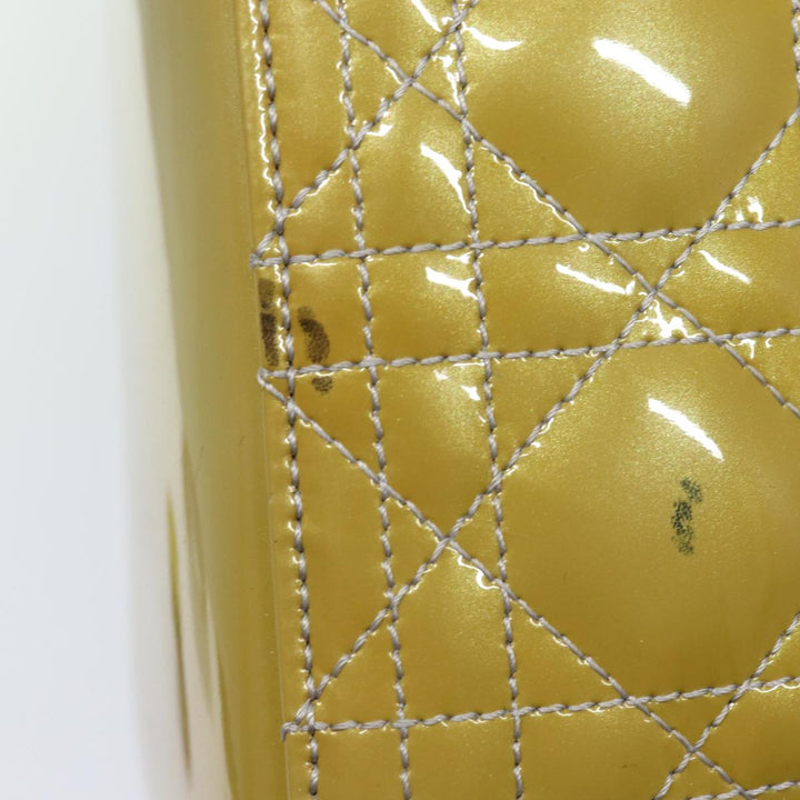 CHRISTIAN Top quality Dior Lady Top quality Dior Canage Hand Bag Enamel 2way Yellow Auth yk13927