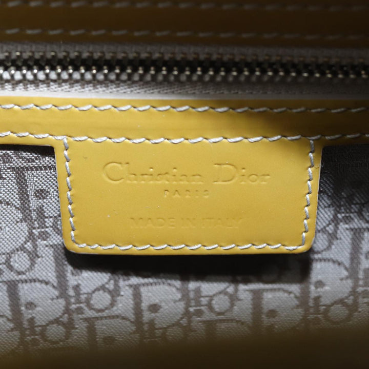 CHRISTIAN Top quality Dior Lady Top quality Dior Canage Hand Bag Enamel 2way Yellow Auth yk13927
