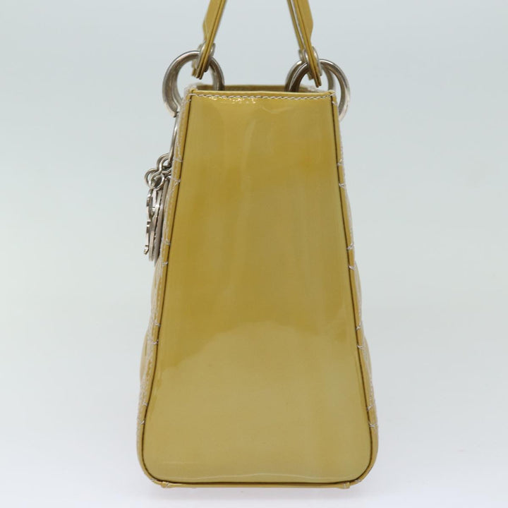 CHRISTIAN Top quality Dior Lady Top quality Dior Canage Hand Bag Enamel 2way Yellow Auth yk13927