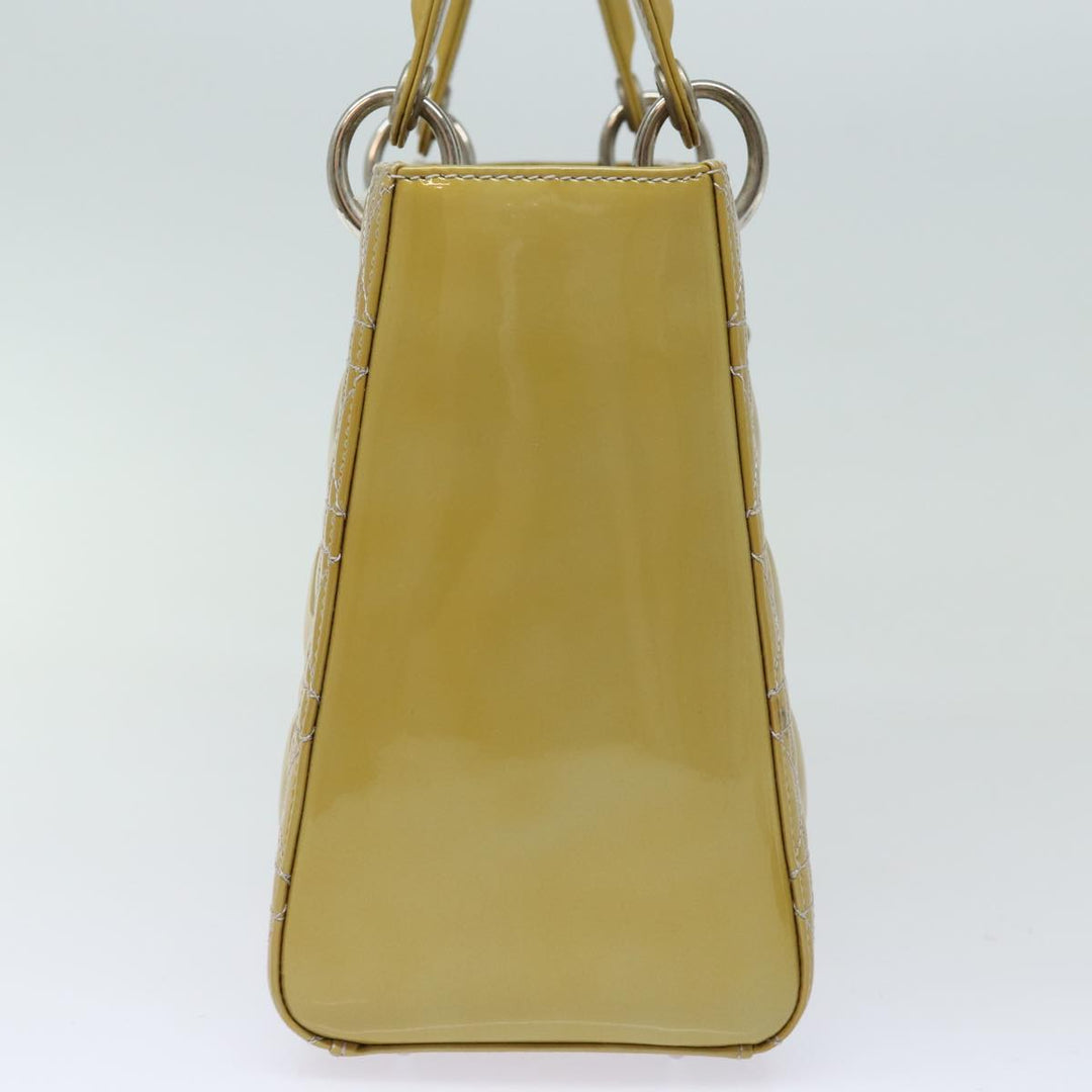 CHRISTIAN Top quality Dior Lady Top quality Dior Canage Hand Bag Enamel 2way Yellow Auth yk13927