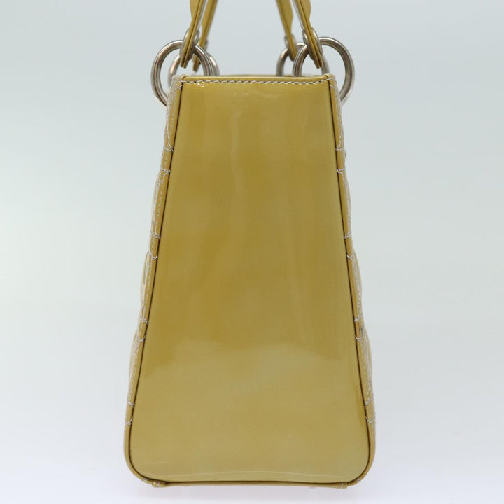 CHRISTIAN Top quality Dior Lady Top quality Dior Canage Hand Bag Enamel 2way Yellow Auth yk13927