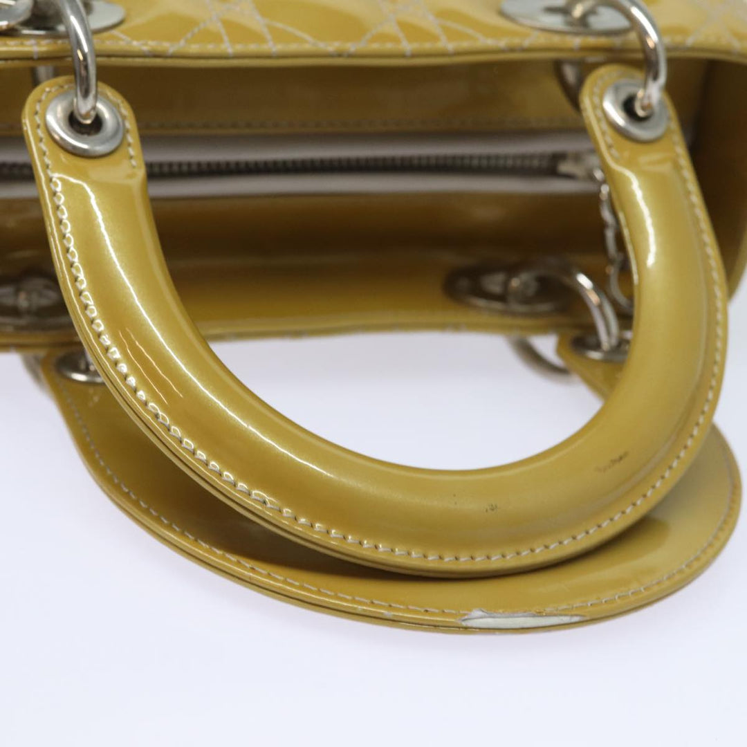 CHRISTIAN Top quality Dior Lady Top quality Dior Canage Hand Bag Enamel 2way Yellow Auth yk13927