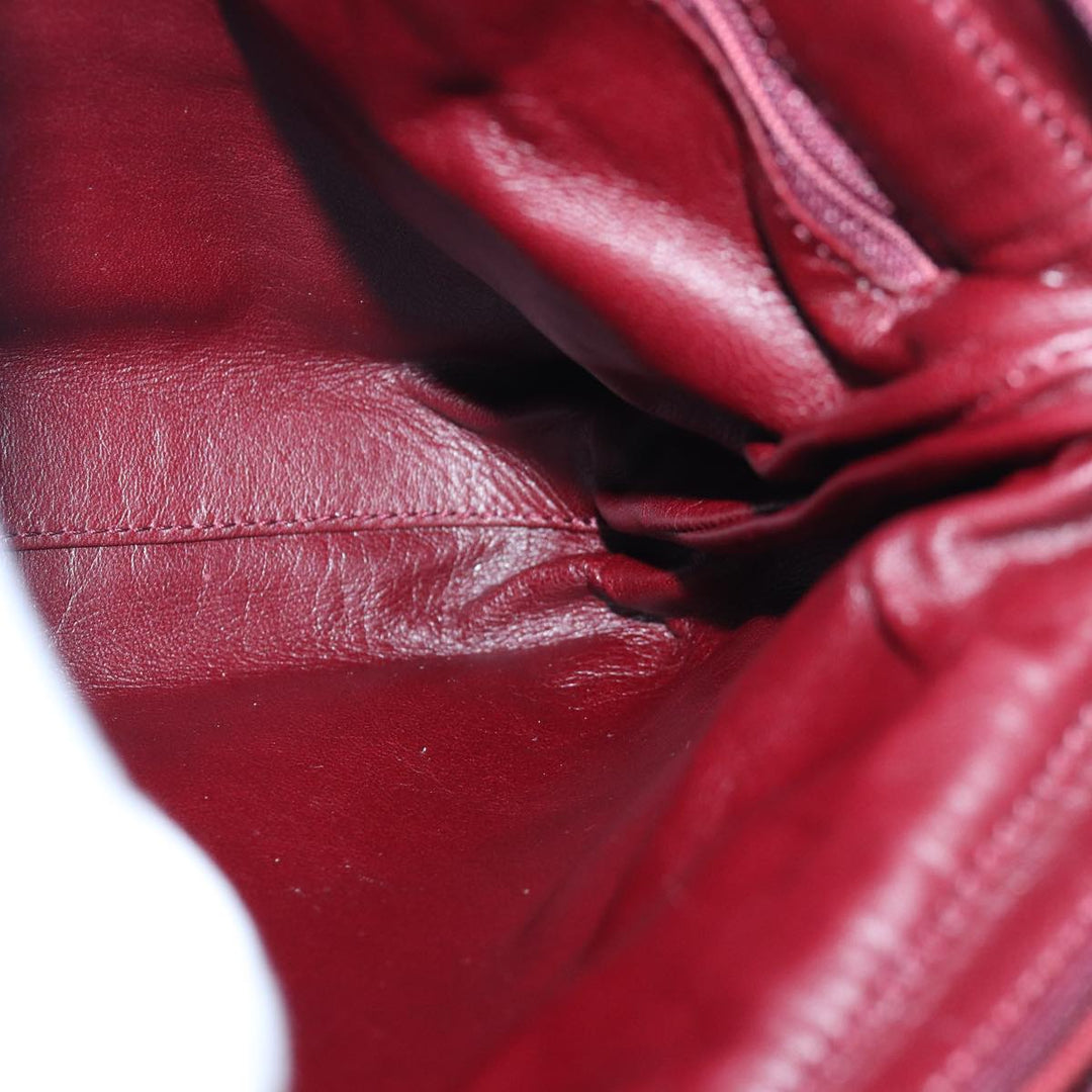 Top Quality Chanel COCO Mark Chain Hand Bag Canvas Wine Red CC Auth yk13976A