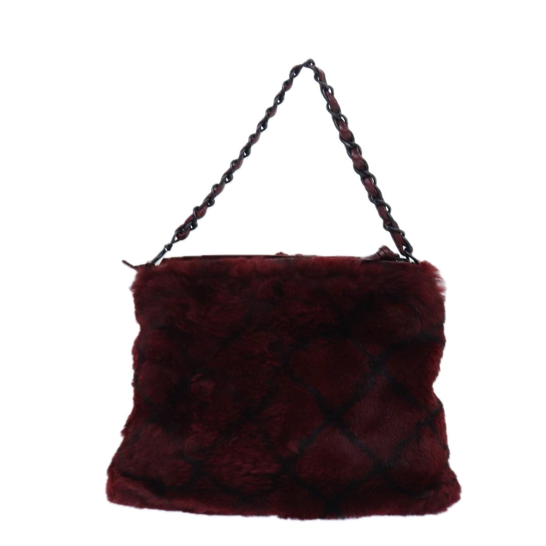 Top Quality Chanel COCO Mark Chain Hand Bag Canvas Wine Red CC Auth yk13976A
