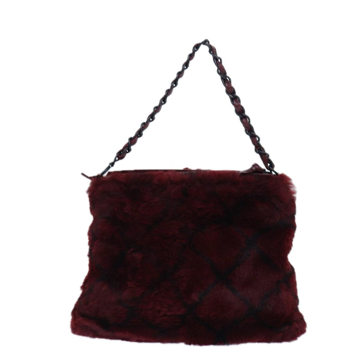 Top Quality Chanel COCO Mark Chain Hand Bag Canvas Wine Red CC Auth yk13976A