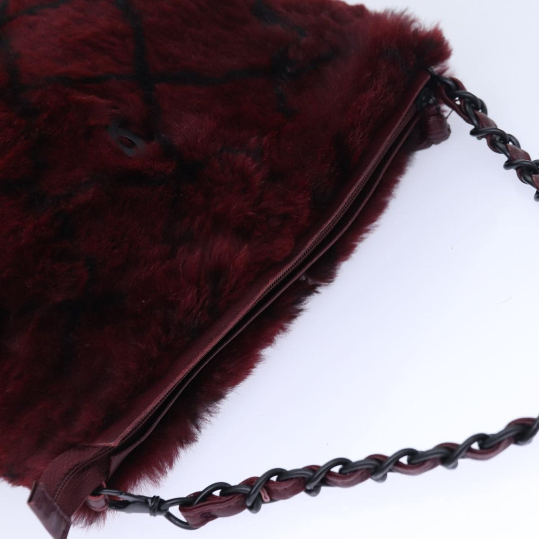 Top Quality Chanel COCO Mark Chain Hand Bag Canvas Wine Red CC Auth yk13976A