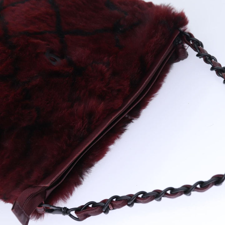 Top Quality Chanel COCO Mark Chain Hand Bag Canvas Wine Red CC Auth yk13976A