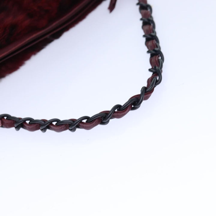 Top Quality Chanel COCO Mark Chain Hand Bag Canvas Wine Red CC Auth yk13976A