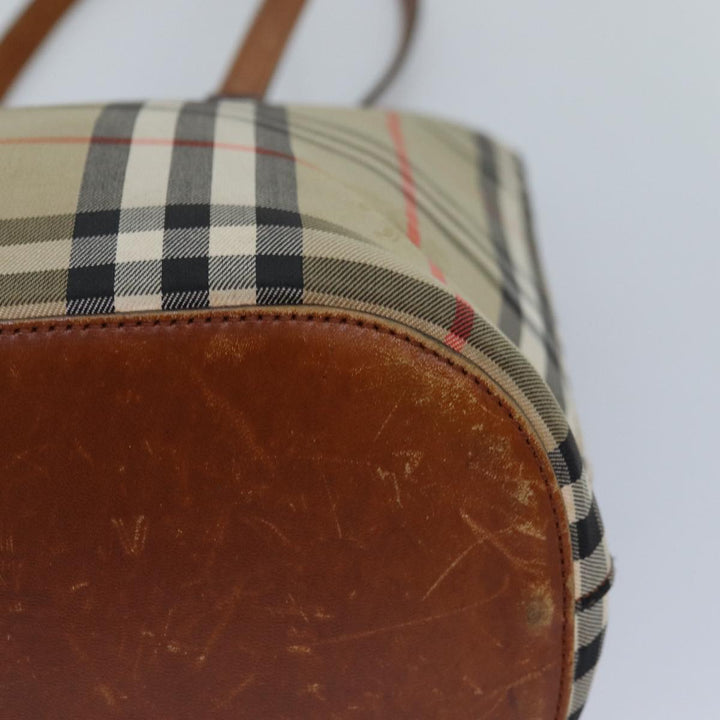 Burberry Nova Check Tote Bag Canvas Beige Auth yk13983