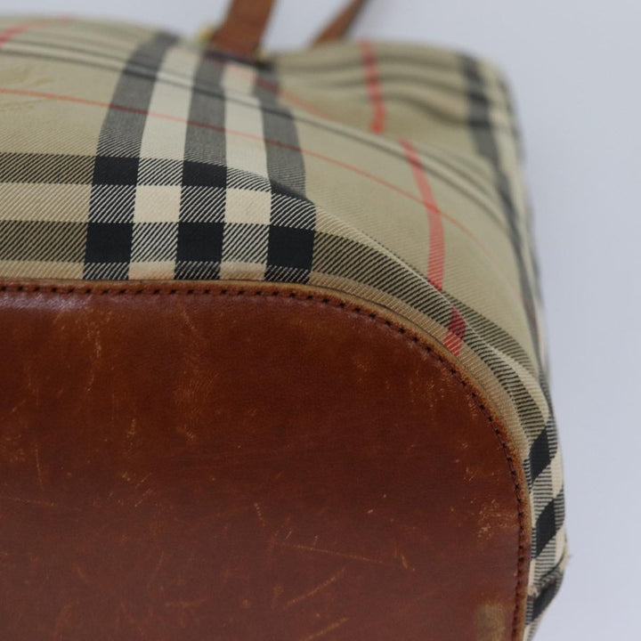 Burberry Nova Check Tote Bag Canvas Beige Auth yk13983