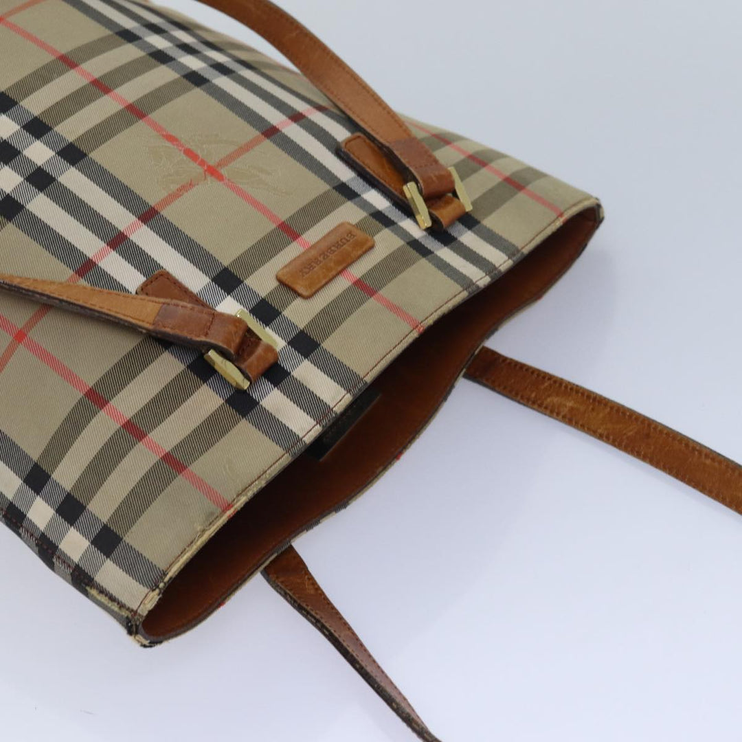 Burberry Nova Check Tote Bag Canvas Beige Auth yk13983
