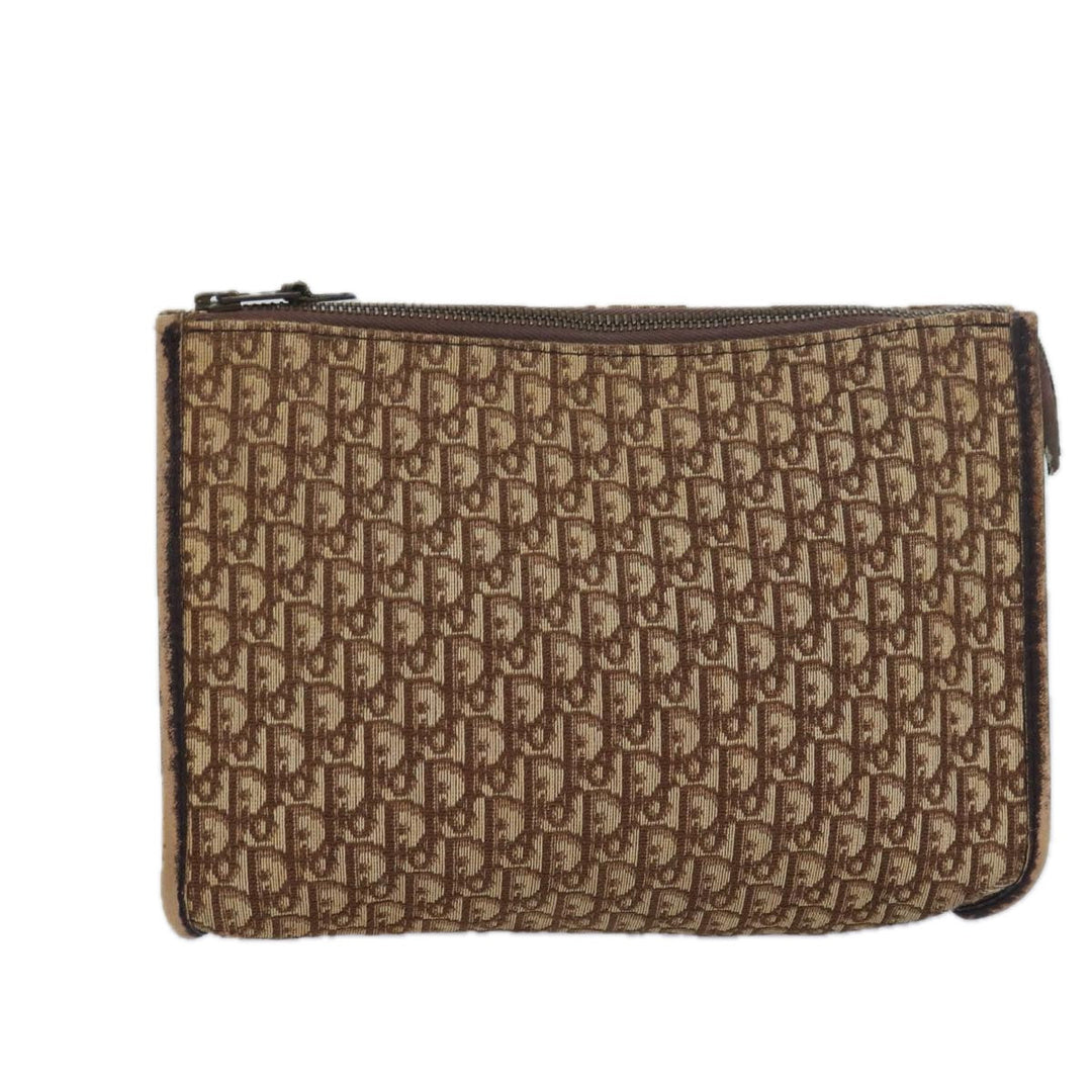 CHRISTIAN Top quality Dior Trotter Canvas Clutch Bag Brown Auth yk13988