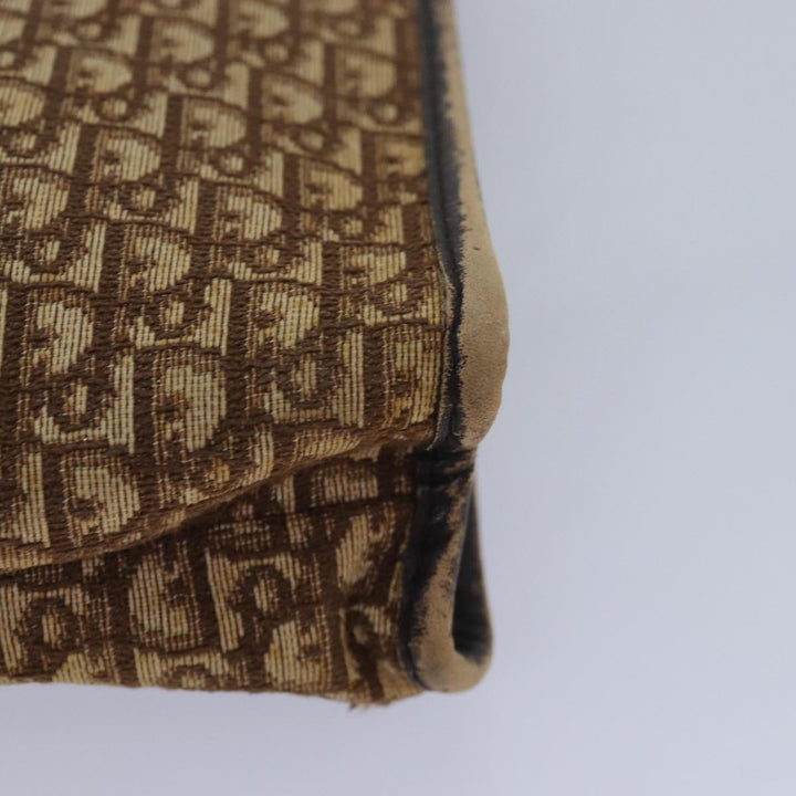 CHRISTIAN Top quality Dior Trotter Canvas Clutch Bag Brown Auth yk13988