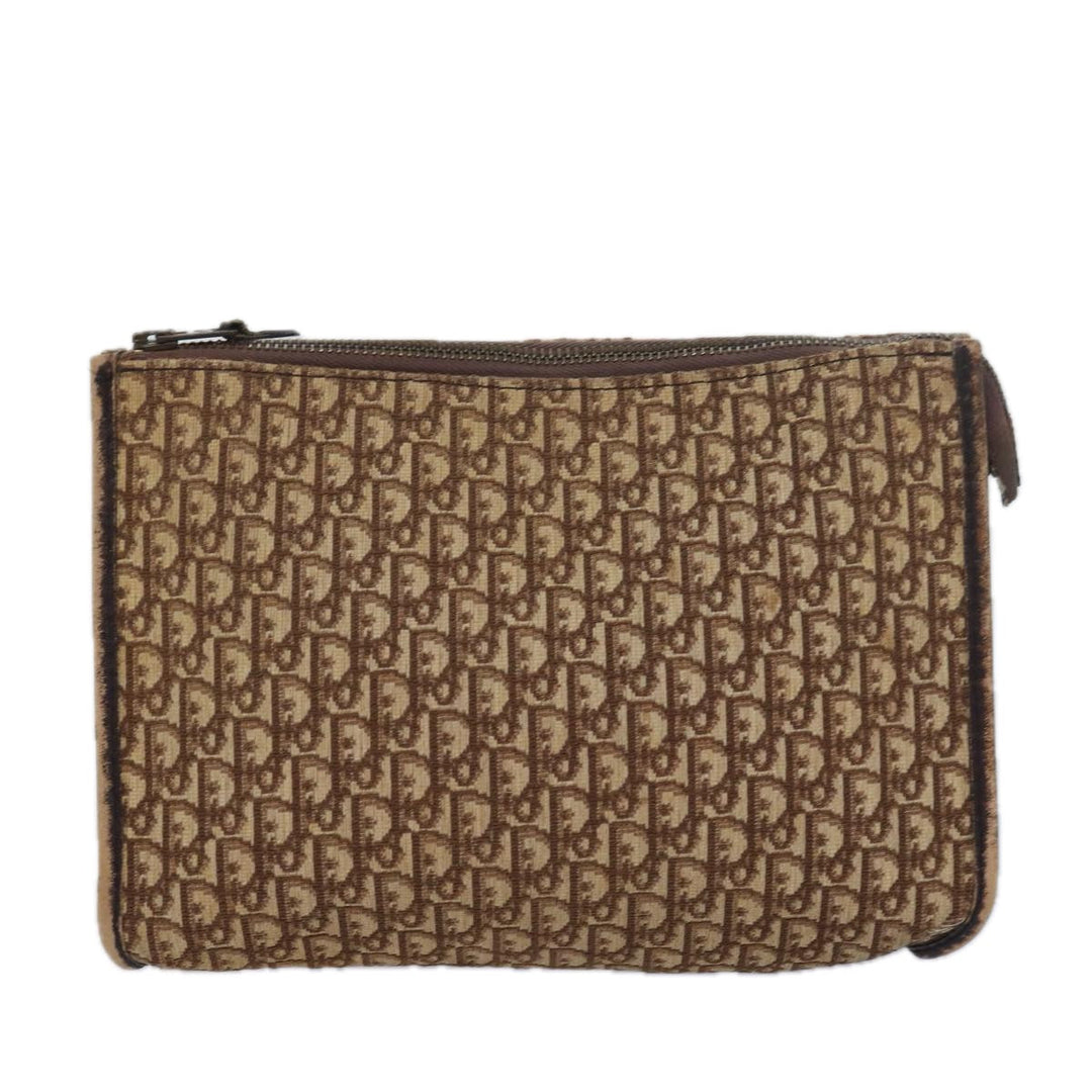 CHRISTIAN Top quality Dior Trotter Canvas Clutch Bag Brown Auth yk13988