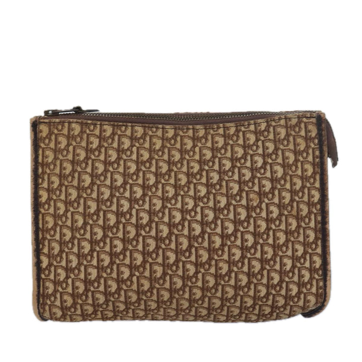 CHRISTIAN Top quality Dior Trotter Canvas Clutch Bag Brown Auth yk13988
