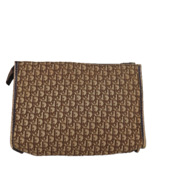 CHRISTIAN Top quality Dior Trotter Canvas Clutch Bag Brown Auth yk13988