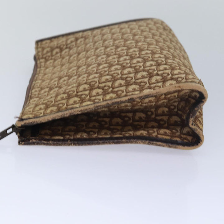 CHRISTIAN Top quality Dior Trotter Canvas Clutch Bag Brown Auth yk13988