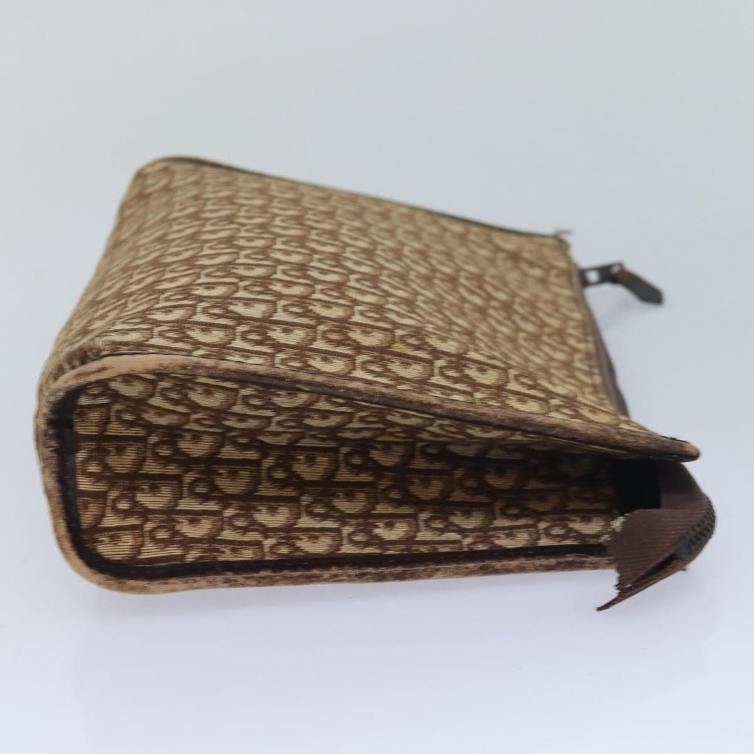 CHRISTIAN Top quality Dior Trotter Canvas Clutch Bag Brown Auth yk13988