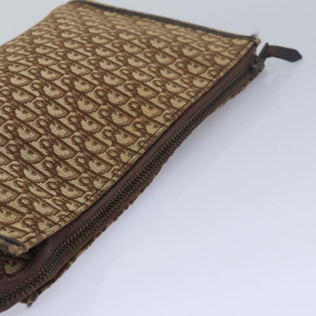 CHRISTIAN Top quality Dior Trotter Canvas Clutch Bag Brown Auth yk13988