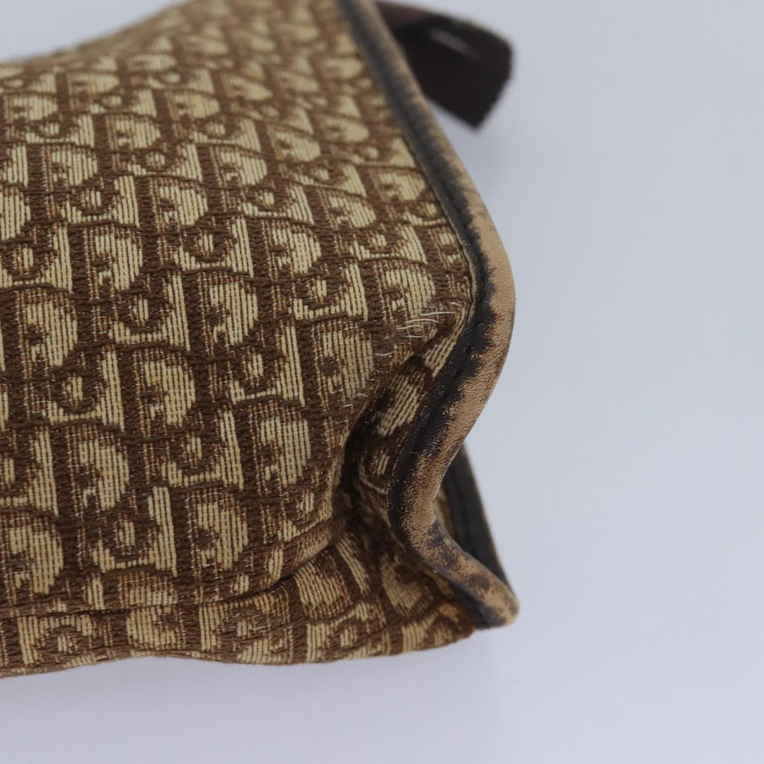 CHRISTIAN Top quality Dior Trotter Canvas Clutch Bag Brown Auth yk13988