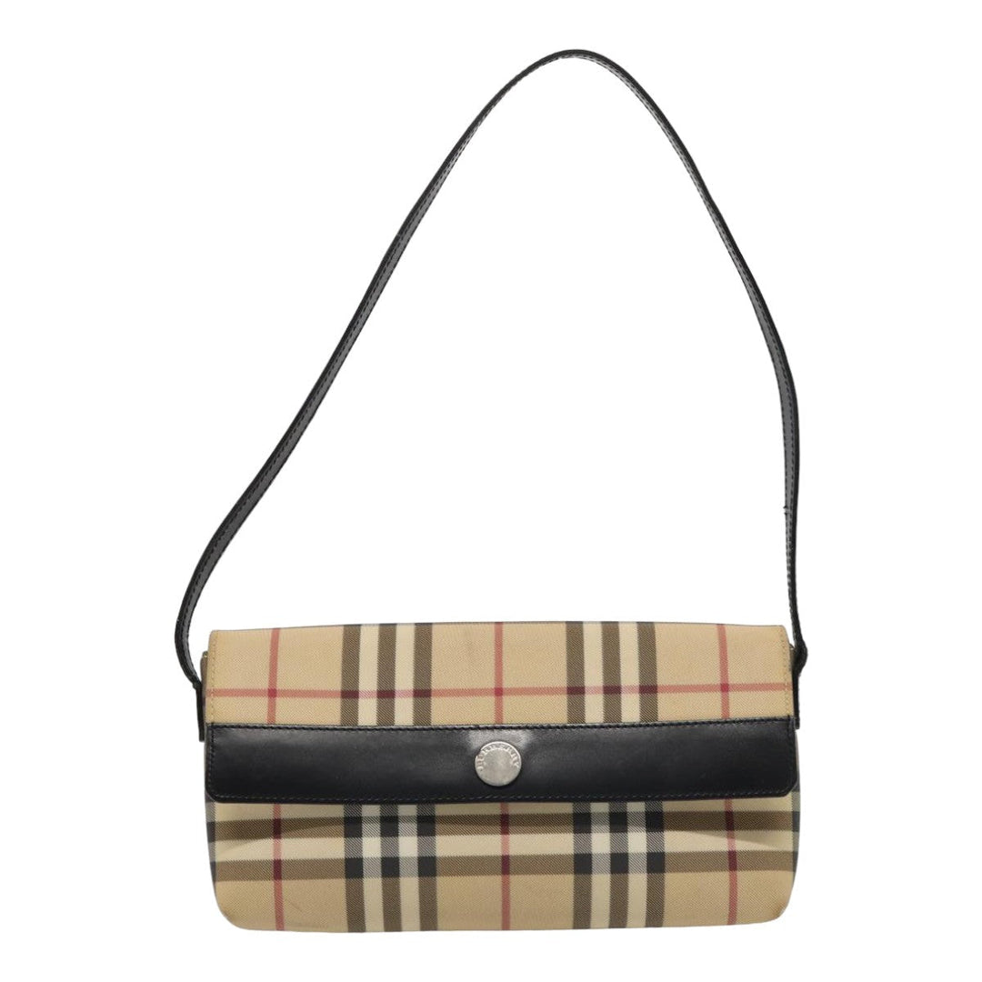 Burberry Nova Check Shoulder Bag PVC Beige Auth yk13998