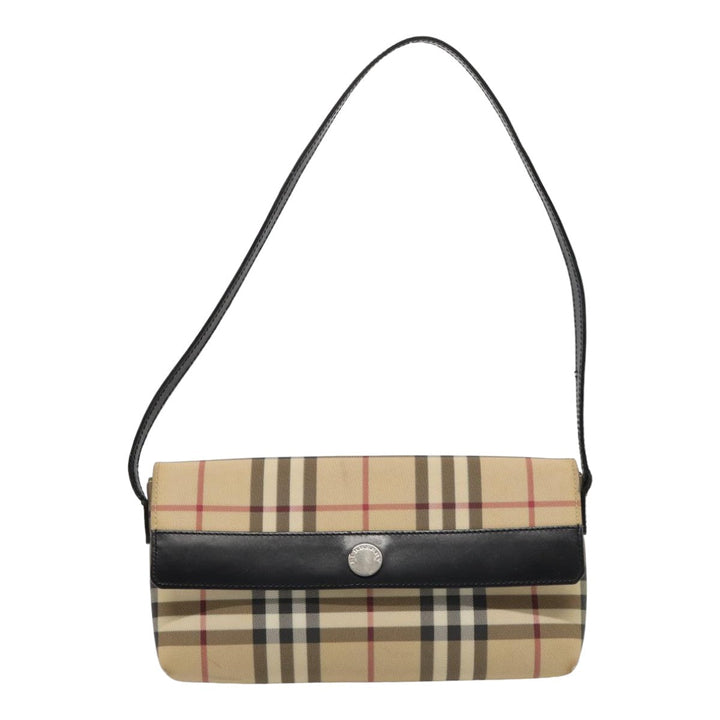 Burberry Nova Check Shoulder Bag PVC Beige Auth yk13998