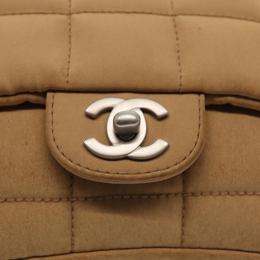 Top Quality Chanel Choco Bar  Turn Lock ChainShoulder Bag Canvas Brown CC Auth yk14020