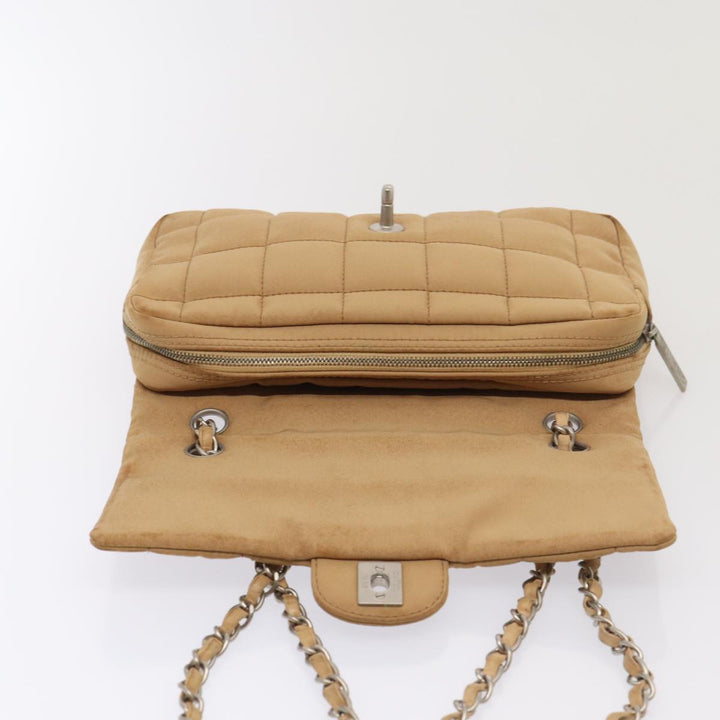 Top Quality Chanel Choco Bar  Turn Lock ChainShoulder Bag Canvas Brown CC Auth yk14020