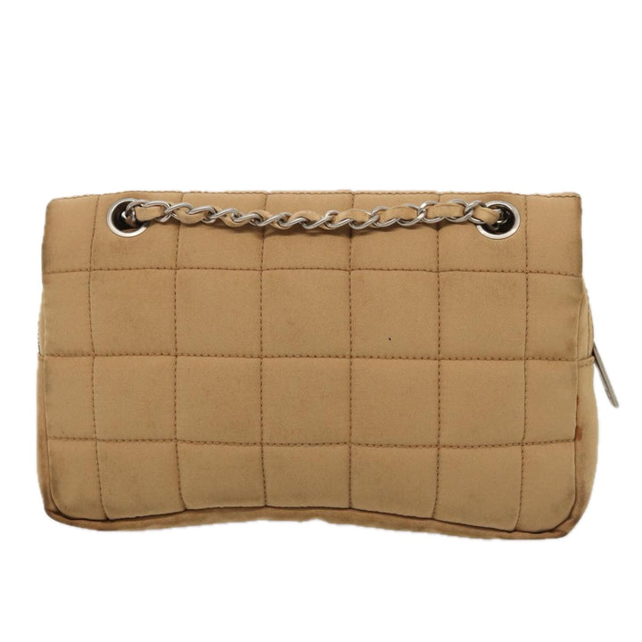 Top Quality Chanel Choco Bar  Turn Lock ChainShoulder Bag Canvas Brown CC Auth yk14020