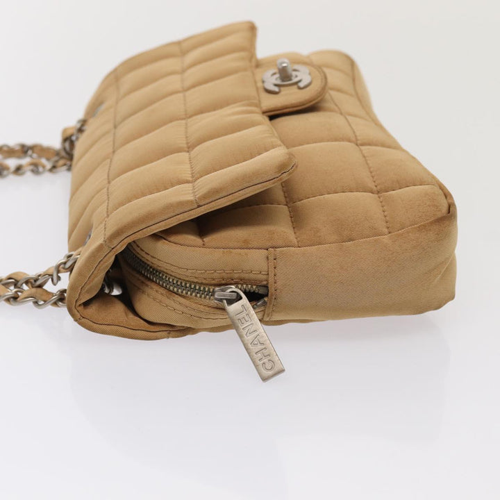 Top Quality Chanel Choco Bar  Turn Lock ChainShoulder Bag Canvas Brown CC Auth yk14020