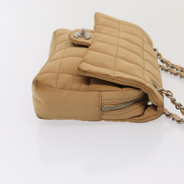 Top Quality Chanel Choco Bar  Turn Lock ChainShoulder Bag Canvas Brown CC Auth yk14020