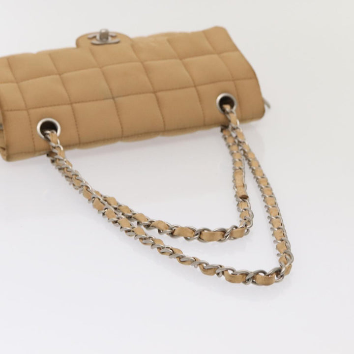 Top Quality Chanel Choco Bar  Turn Lock ChainShoulder Bag Canvas Brown CC Auth yk14020