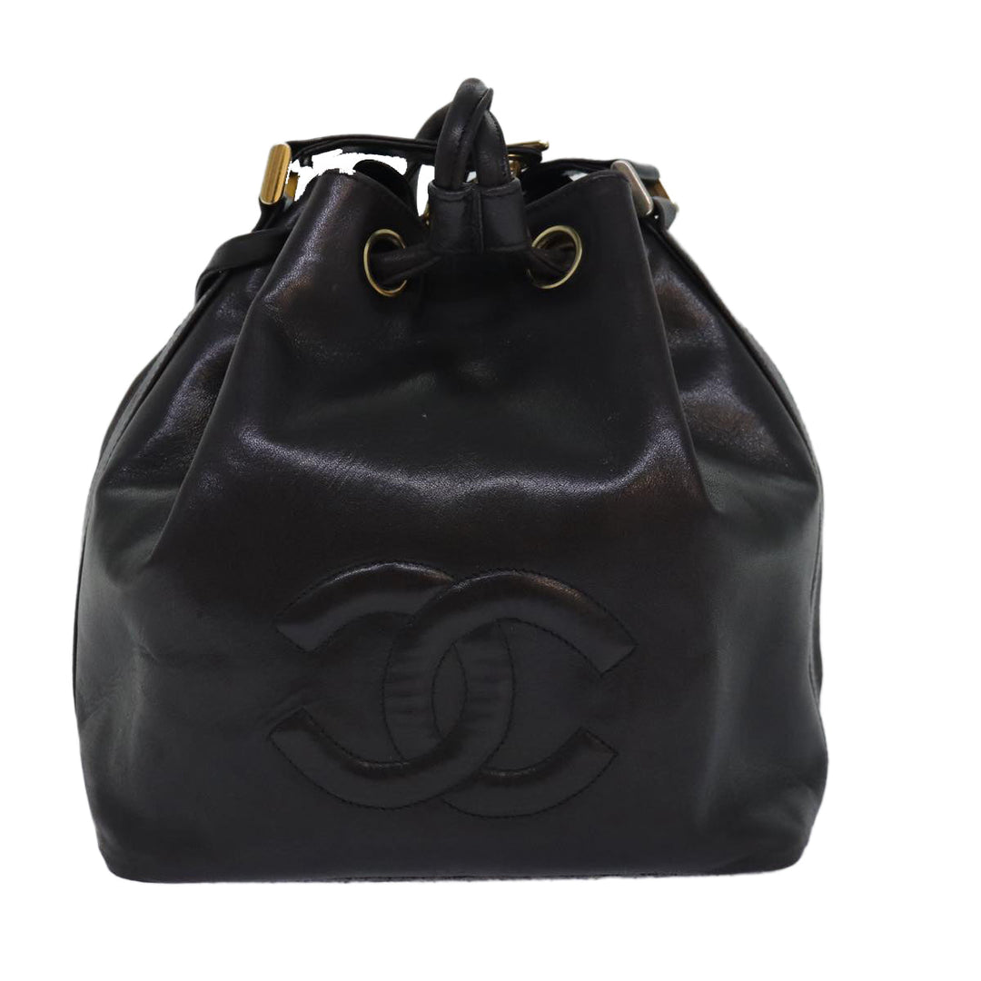 Top Quality Chanel COCO Mark Drawstring Chain Shoulder Bag Leather Brown CC Auth yk14076