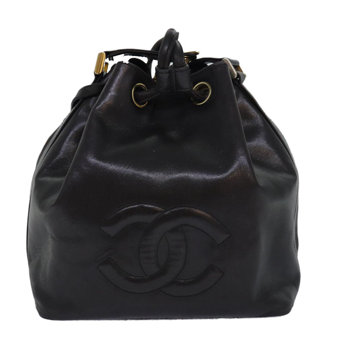 Top Quality Chanel COCO Mark Drawstring Chain Shoulder Bag Leather Brown CC Auth yk14076