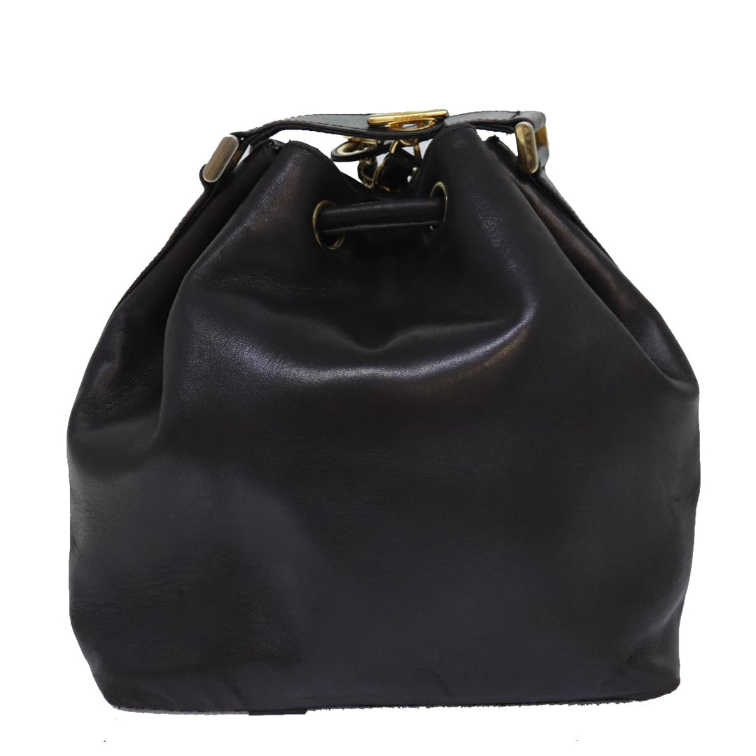 Top Quality Chanel COCO Mark Drawstring Chain Shoulder Bag Leather Brown CC Auth yk14076
