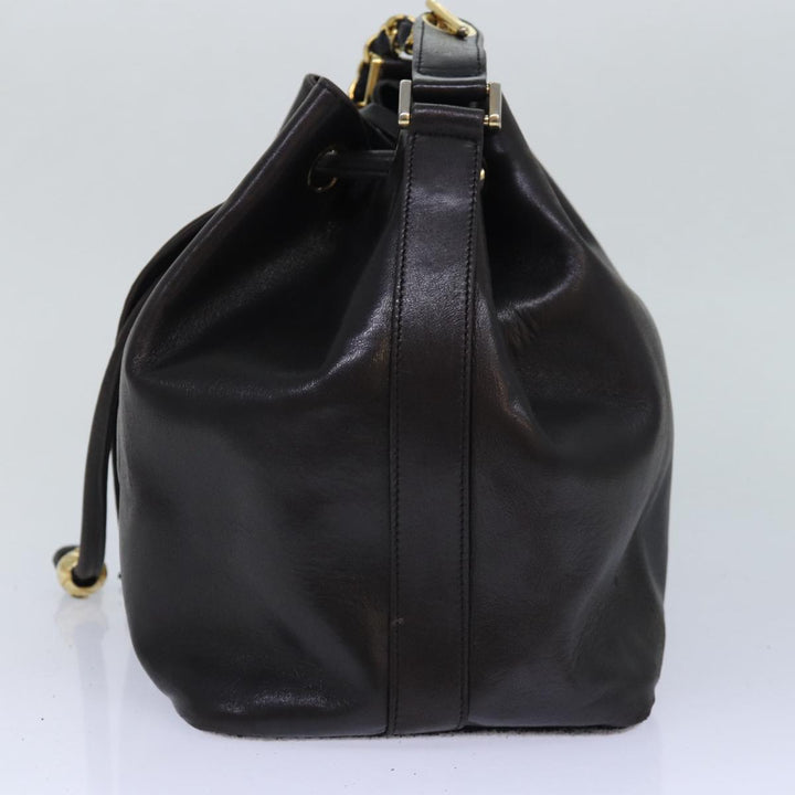 Top Quality Chanel COCO Mark Drawstring Chain Shoulder Bag Leather Brown CC Auth yk14076