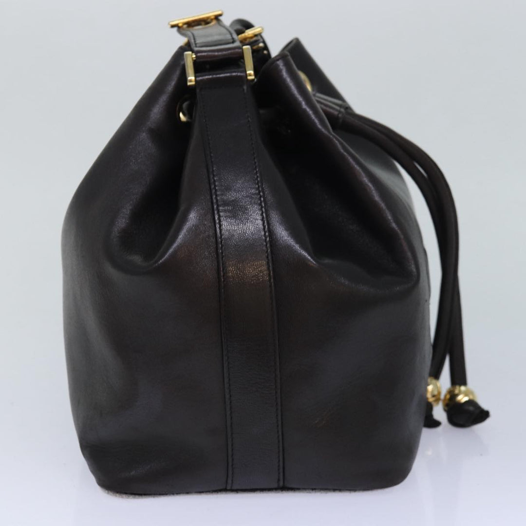 Top Quality Chanel COCO Mark Drawstring Chain Shoulder Bag Leather Brown CC Auth yk14076
