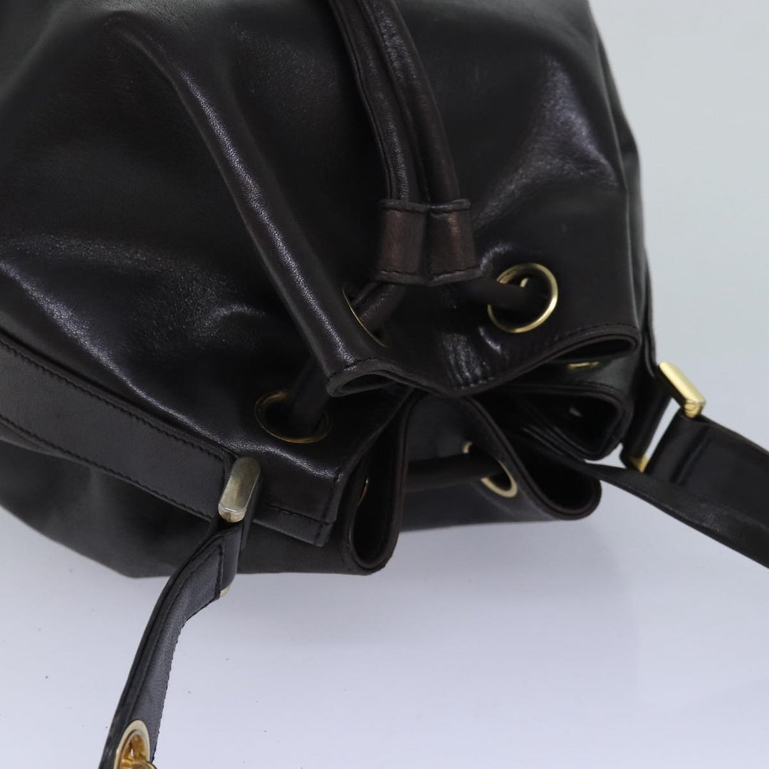 Top Quality Chanel COCO Mark Drawstring Chain Shoulder Bag Leather Brown CC Auth yk14076
