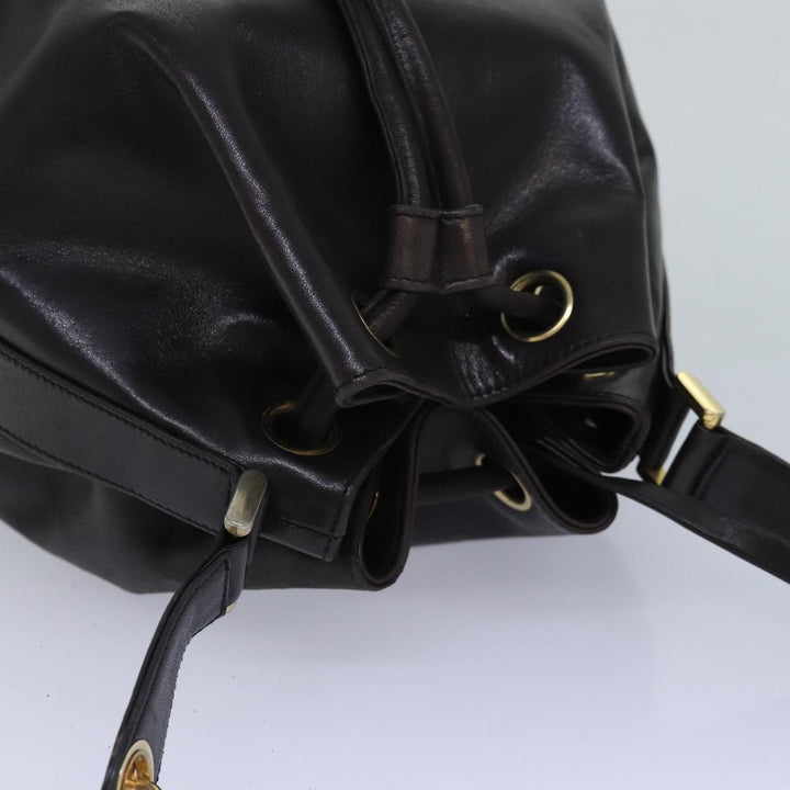 Top Quality Chanel COCO Mark Drawstring Chain Shoulder Bag Leather Brown CC Auth yk14076