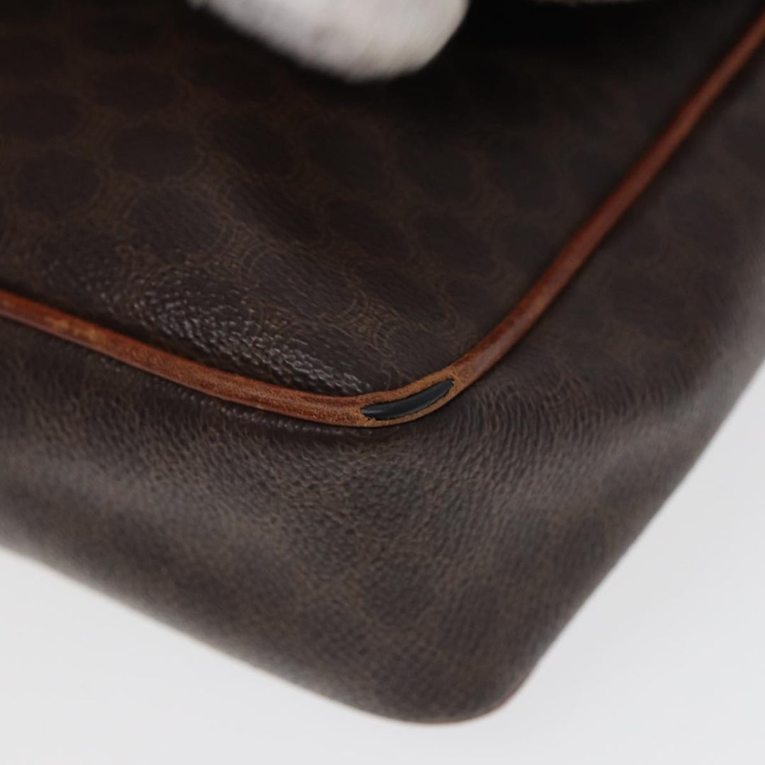 Celine Macadam Canvas Shoulder Bag PVC Leather Brown Auth yk14126