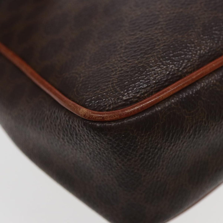 Celine Macadam Canvas Shoulder Bag PVC Leather Brown Auth yk14126
