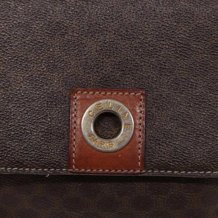 Celine Macadam Canvas Shoulder Bag PVC Leather Brown Auth yk14126