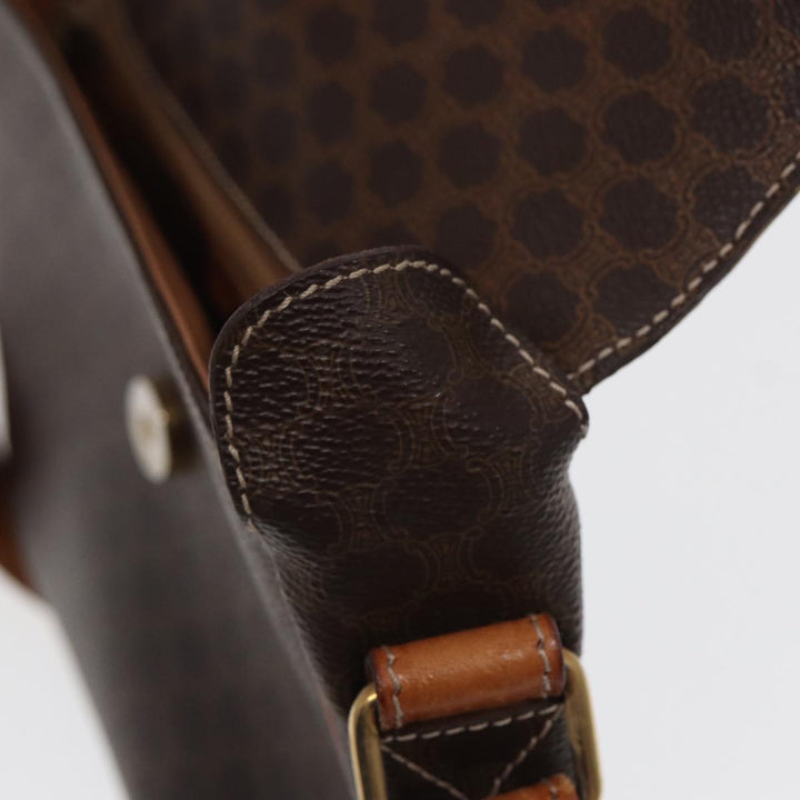 Celine Macadam Canvas Shoulder Bag PVC Leather Brown Auth yk14126