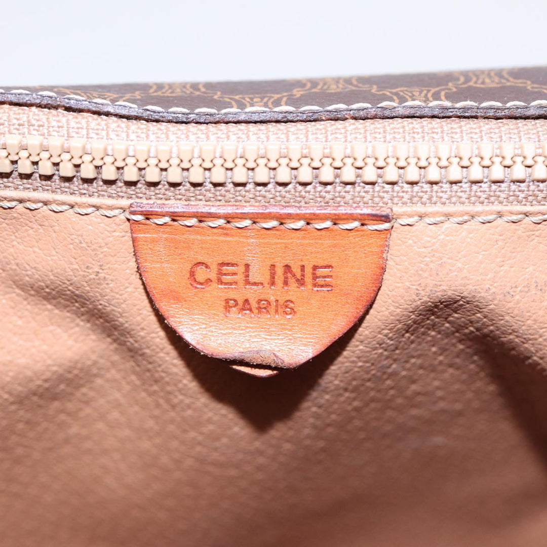 Celine Macadam Canvas Shoulder Bag PVC Leather Brown Auth yk14126