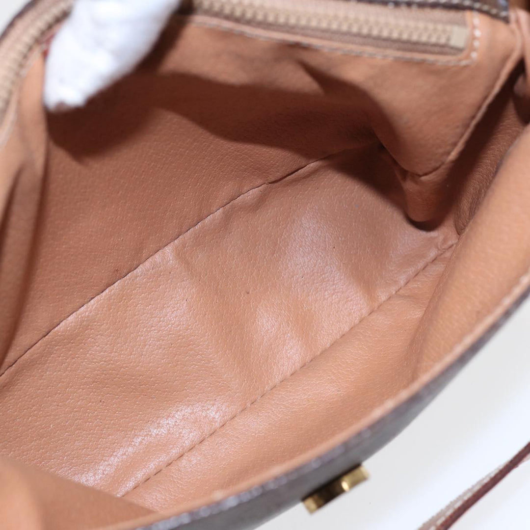 Celine Macadam Canvas Shoulder Bag PVC Leather Brown Auth yk14126