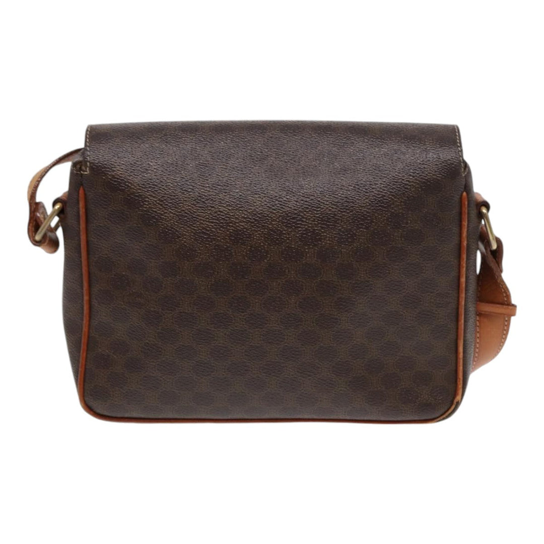Celine Macadam Canvas Shoulder Bag PVC Leather Brown Auth yk14126